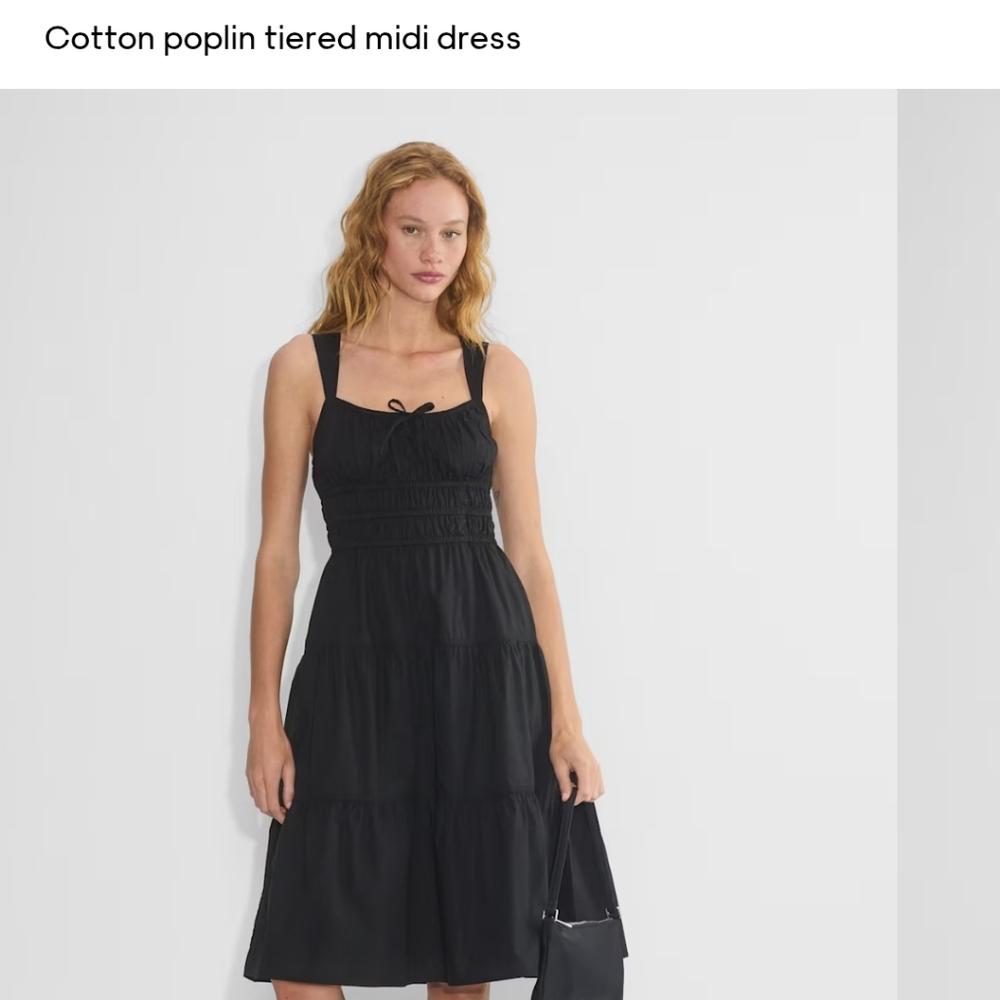 Sunday Best Black Cotton Poplin Tiered Midi Dress